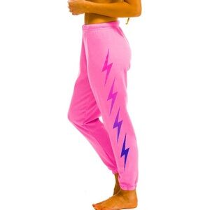 Pink aviation sweatpants with ombre bolts size xs womens